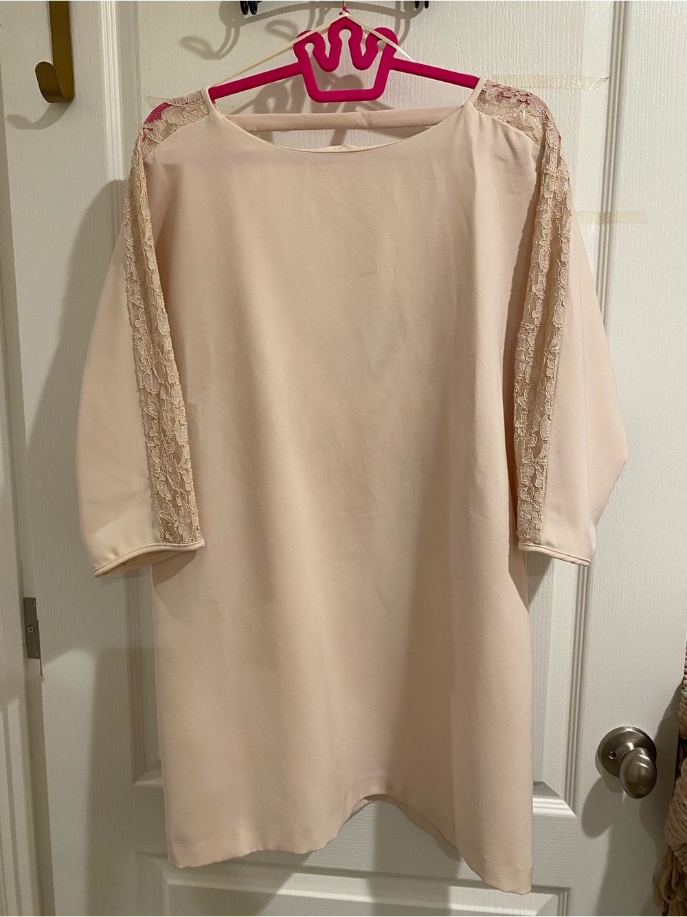 Zara Cream Lace-Trim Midi Dress